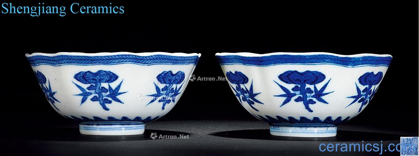 Qing daoguang Blue and white ganoderma lucidum green-splashed bowls (a)