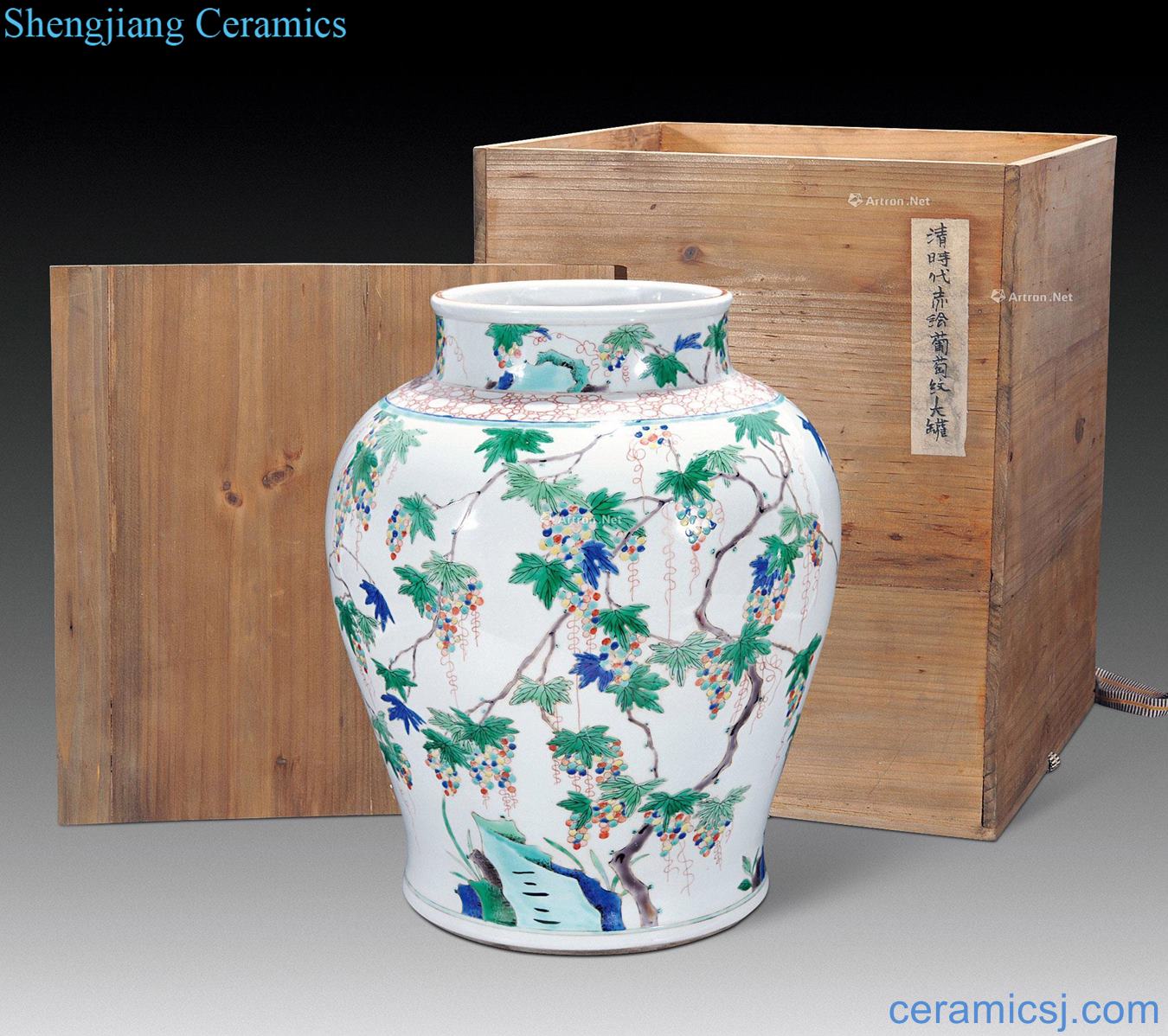 The qing emperor kangxi colorful branches grapes big pot