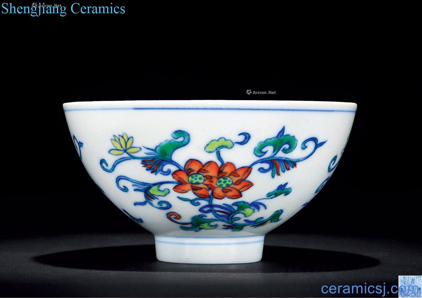 Qing daoguang bucket color flower tattoo heart bowls