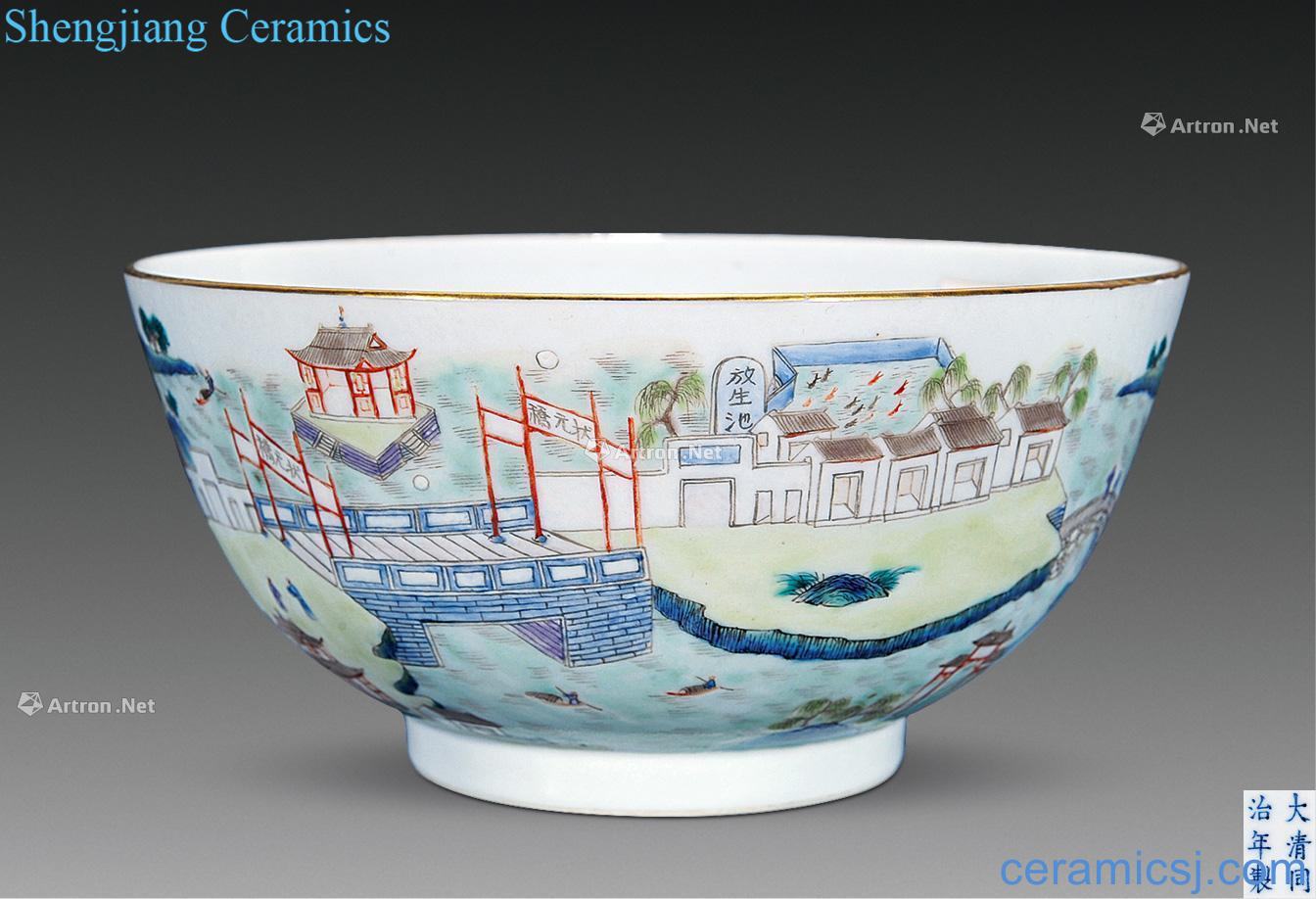 dajing Pastel lushan ten views bowl