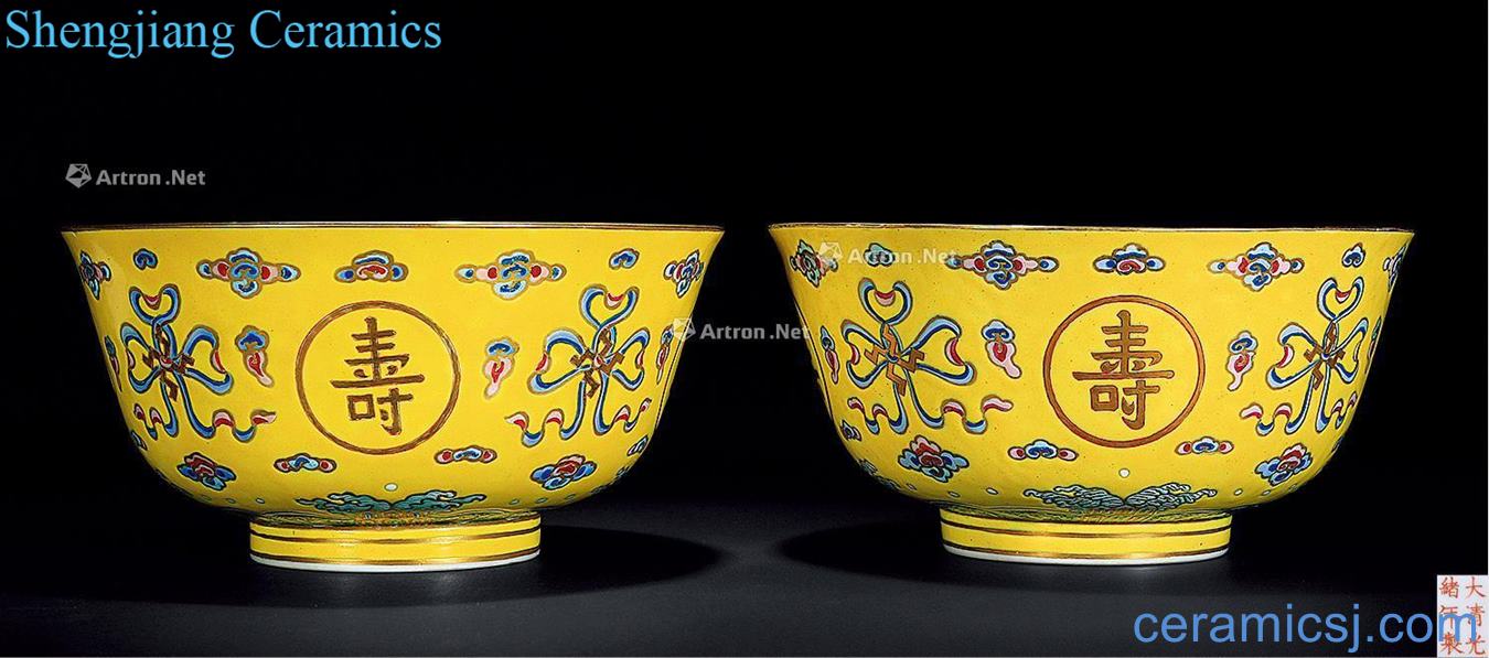 Qing guangxu (a) to pastel yellow medallion stays in bowl
