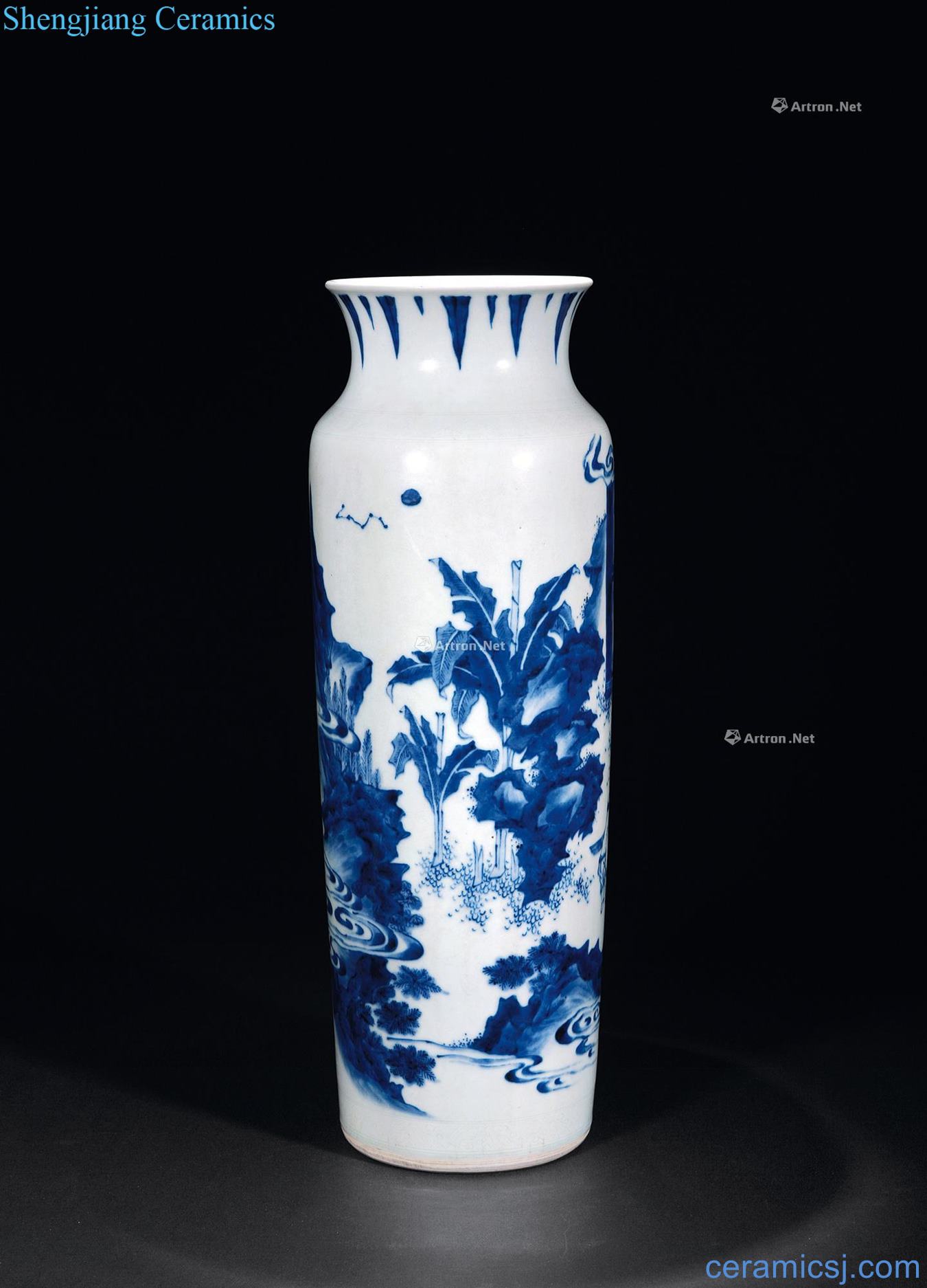 The qing emperor kangxi Blue and white legs bottle in character image