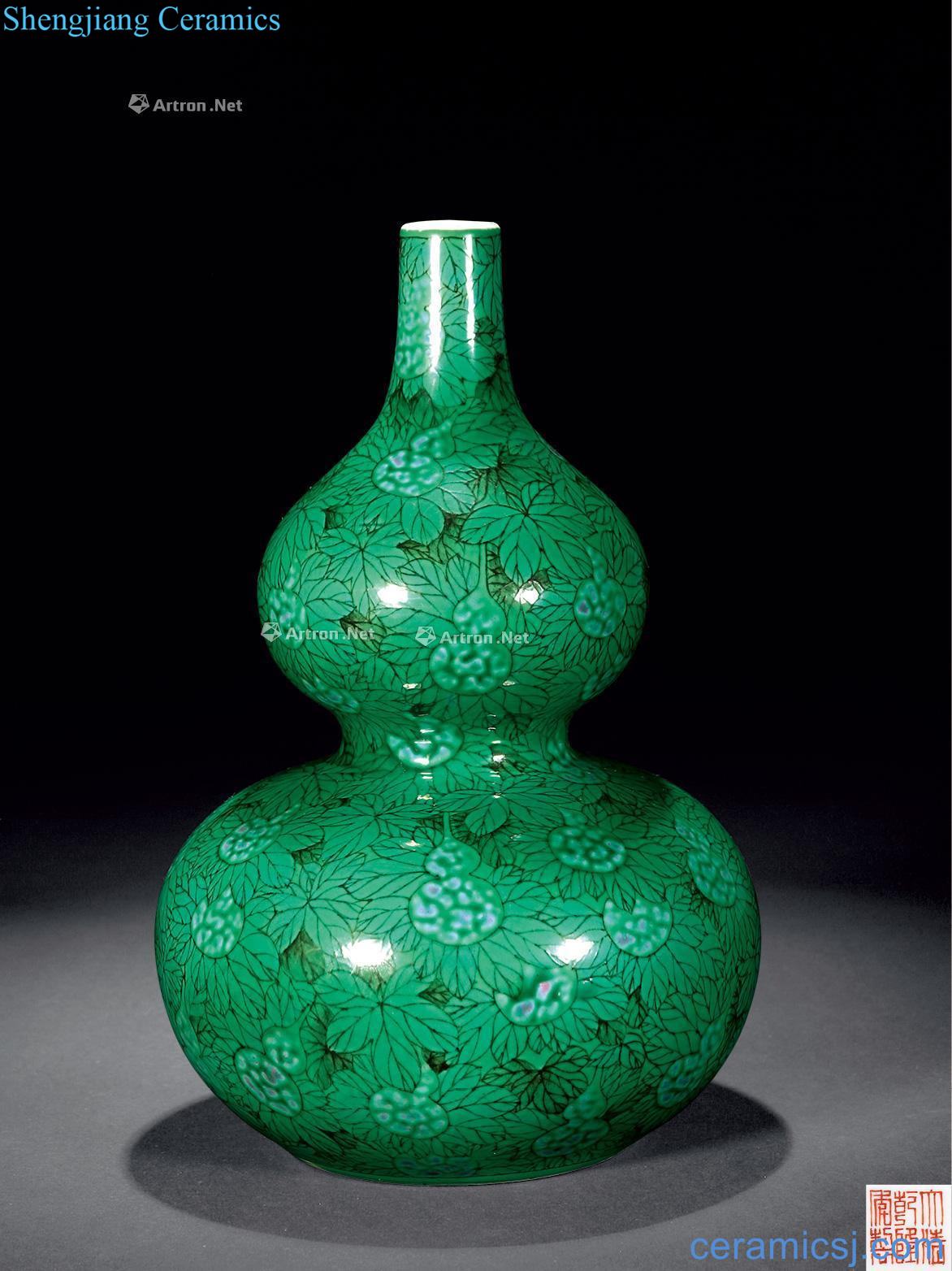 Clear skin green glaze enamel bottle gourd