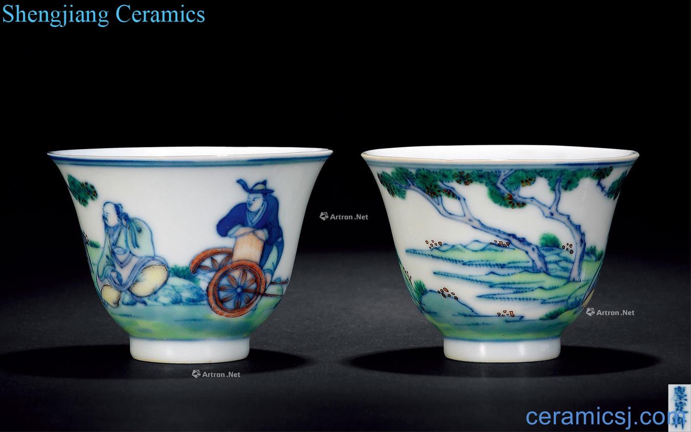 Qing qianlong bucket painted guiguzi down figure small cup (a)