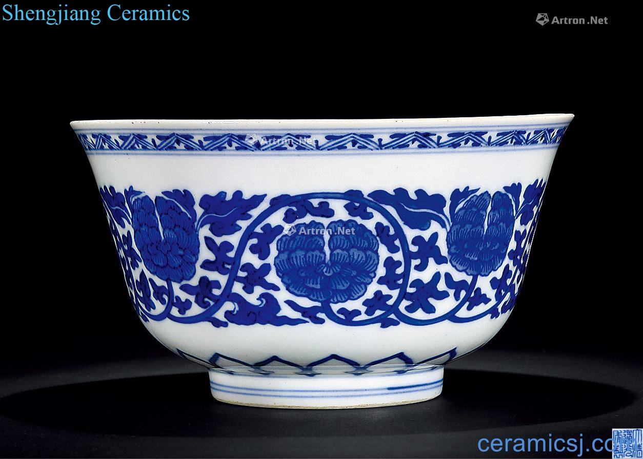 Qing daoguang Blue and white branch flowers green-splashed bowls