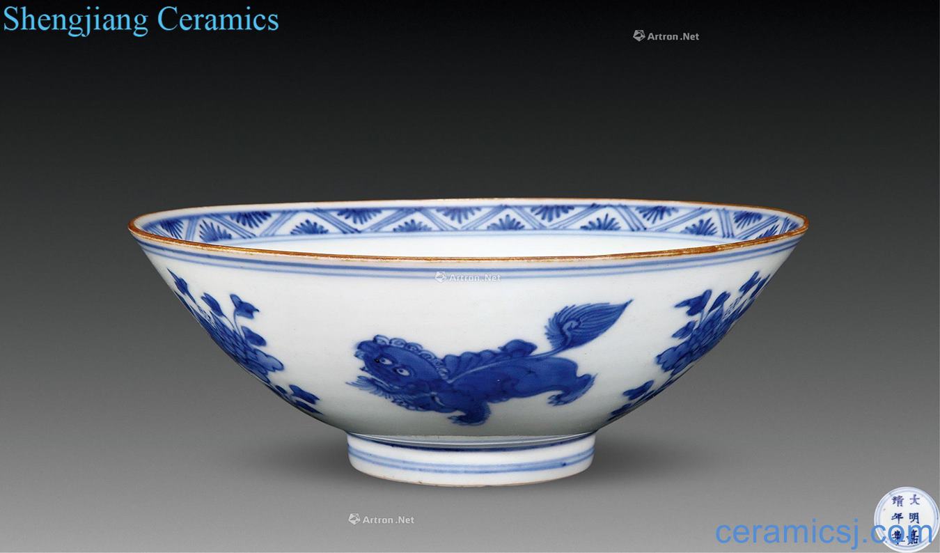 Ming jiajing Blue and white benevolent grain exposure to bowl