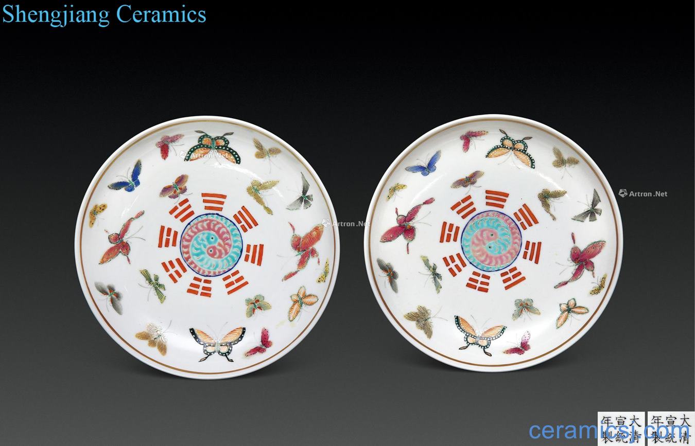 Qing xuantong pastel gossip butterfly tray (a)