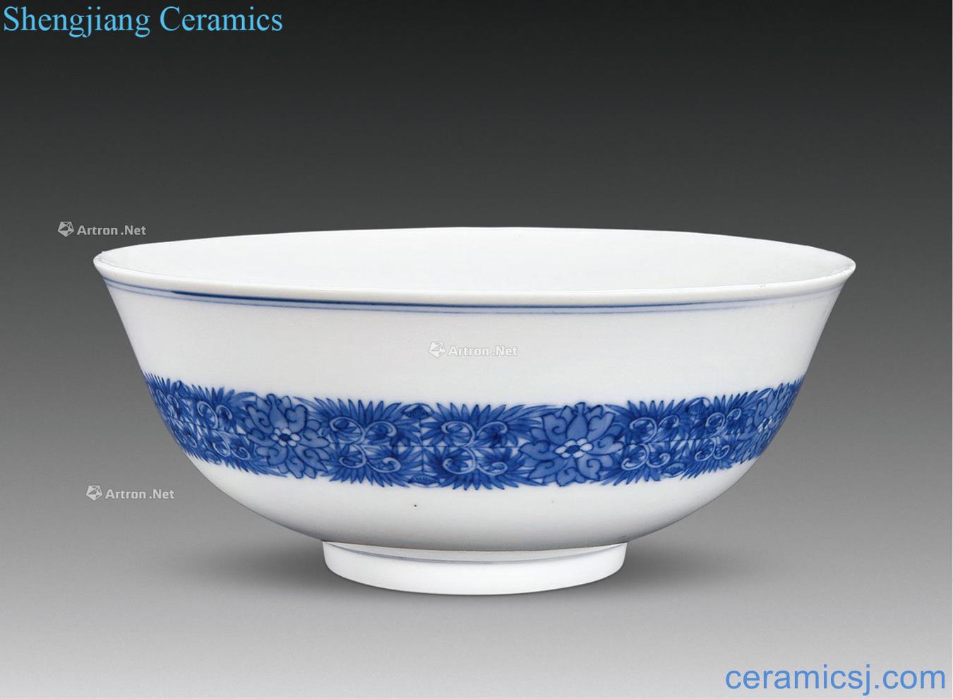 Qing daoguang Blue and white bluegrass green-splashed bowls