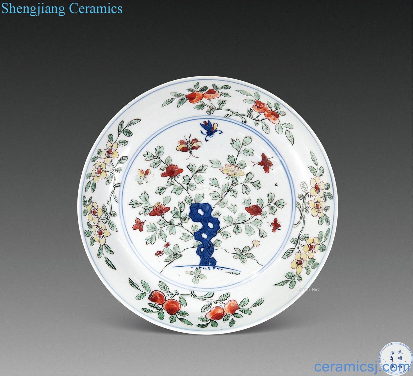 Ming wanli Blue and white color flower hole stone plate