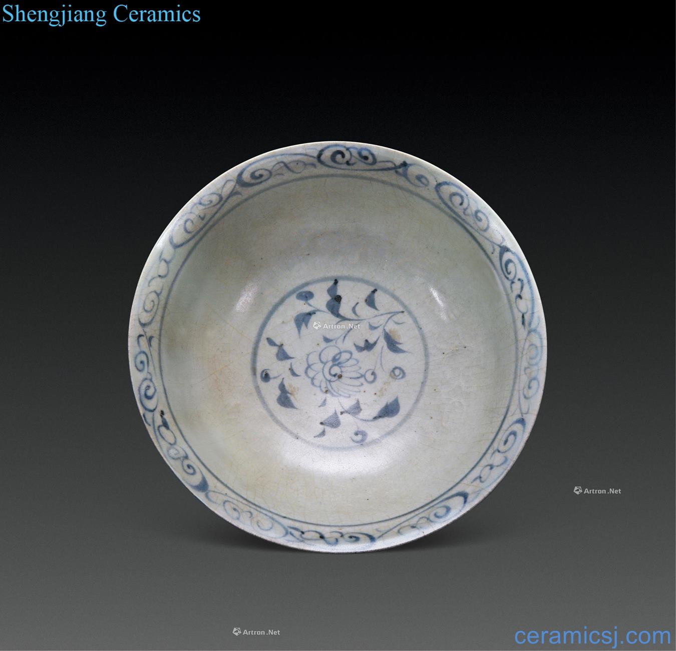 yuan Left kiln porcelain dark chrysanthemum green-splashed bowls