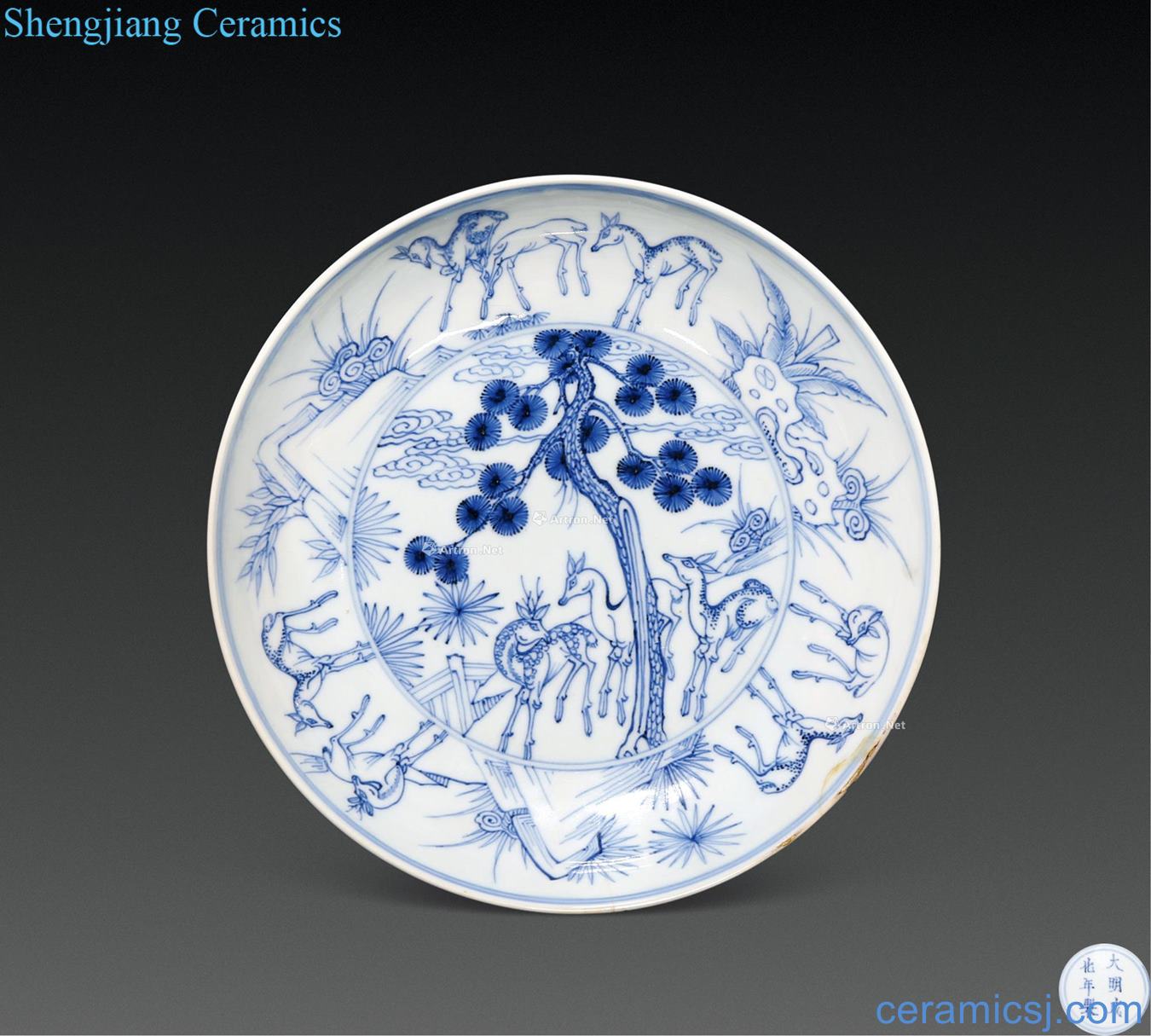 Blue and white light tracing the qing yongzheng shochiku plate