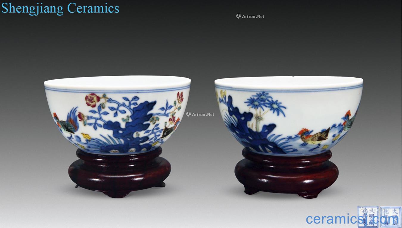 Qing qianlong color bucket cylinder cup chicken (a)