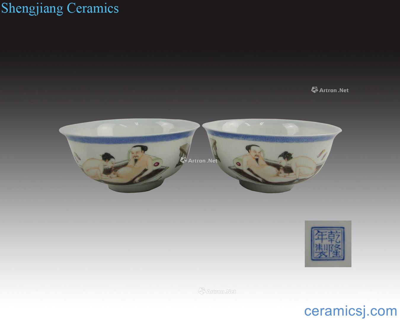 "In the qing dynasty qianlong year" model of pastel character lines bowl (a)