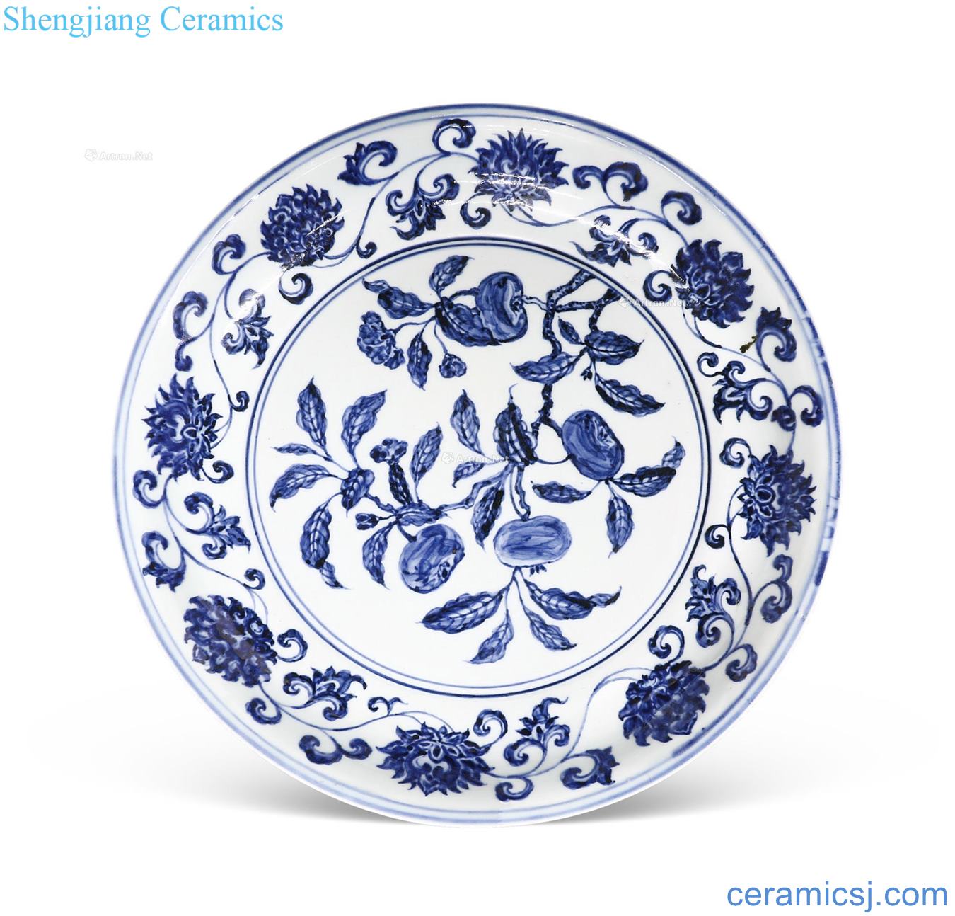 Ming xuande Blue and white flowers and imperial grain market