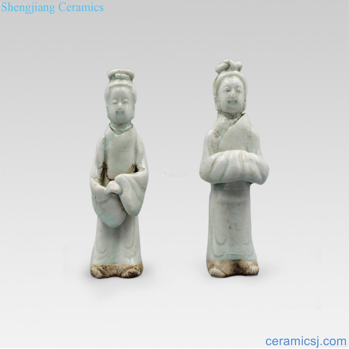 Ladies shadow celadon figurines