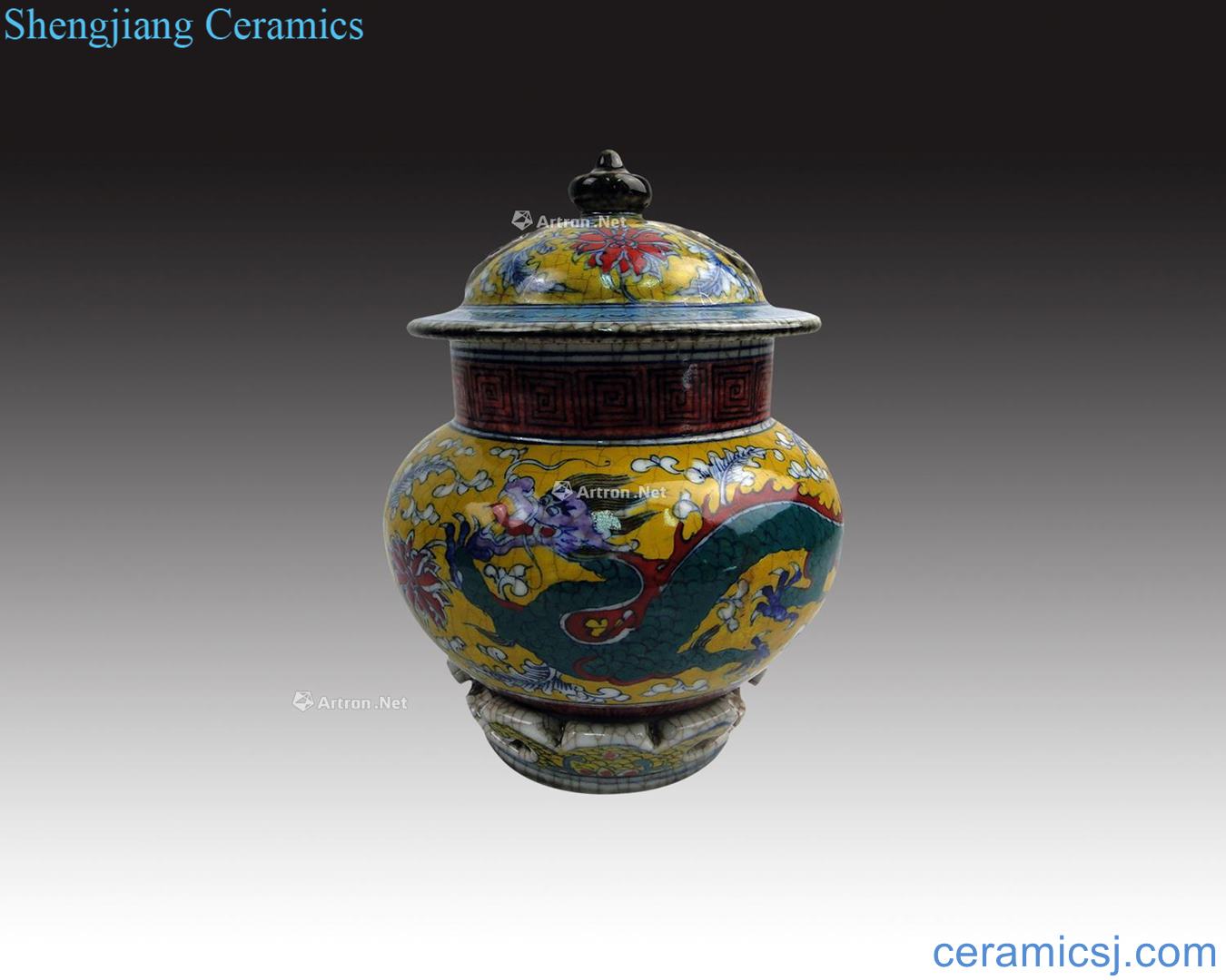 In the qing dynasty Five dragon grain general canister