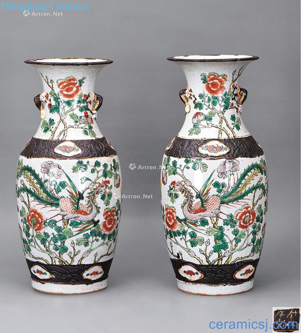 In the qing dynasty Colourful feng wear flowers large bottle (a)