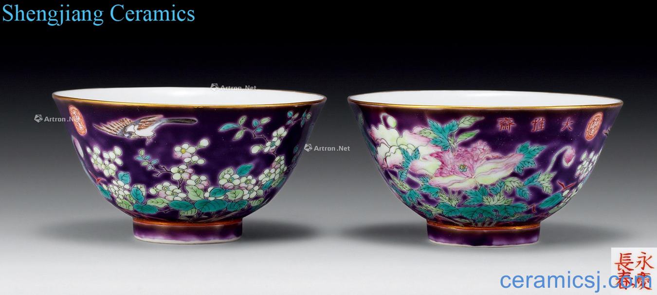 Qing guangxu Purple powder enamel bowls (2)