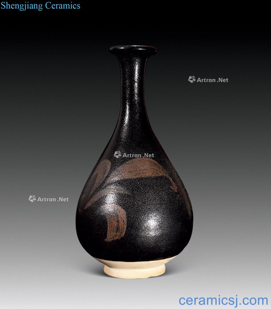 Ming before Magnetic state kiln rust flowers black glaze okho spring bottle