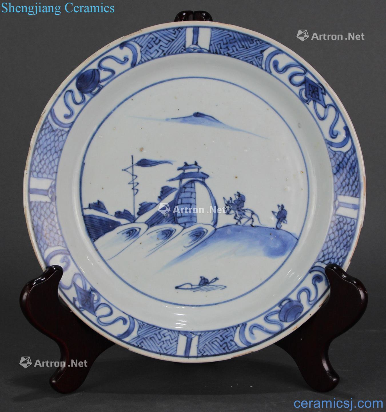 Ming blue and white landscape character export