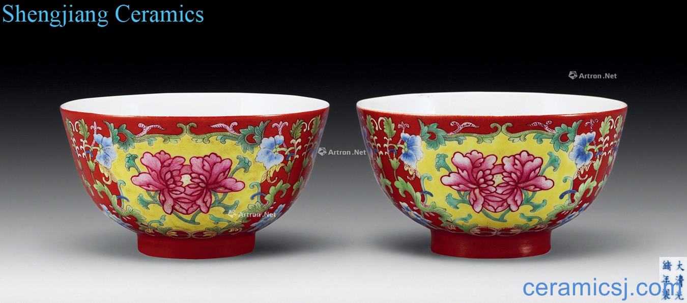 Qing guangxu Coral red pastel flowers bowl (2)