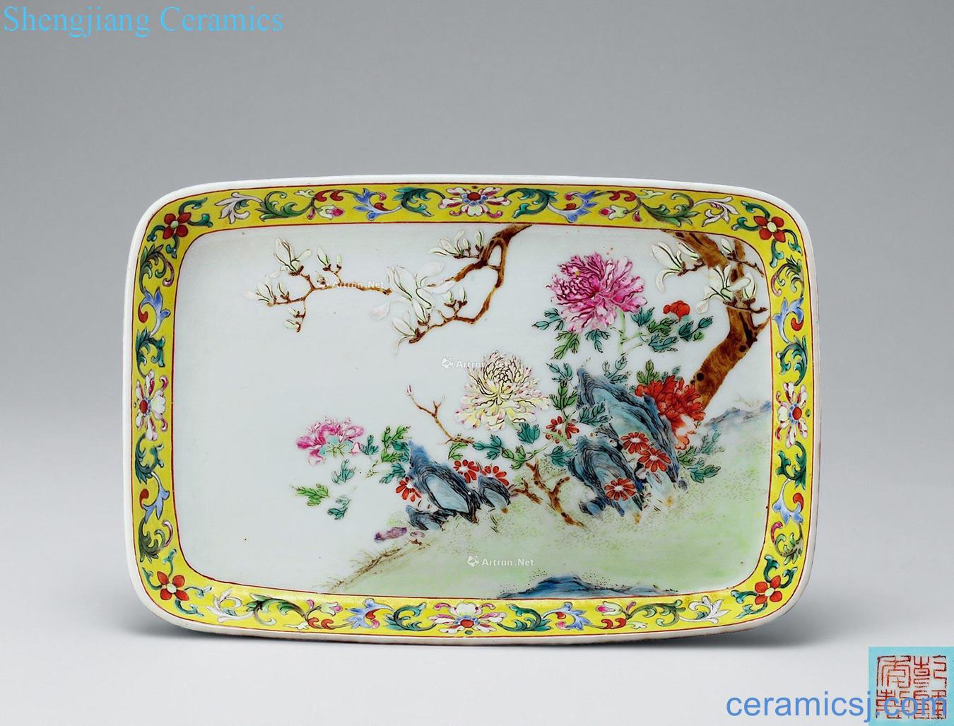 Qing qianlong pastel CV 18 prosperous rectangular plate