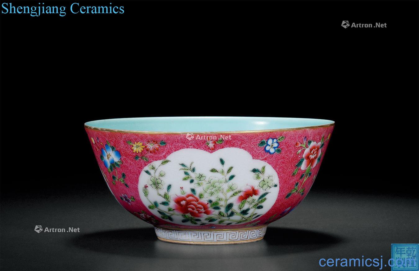 Qing qianlong rouge famille rose medallion bowl of flowers