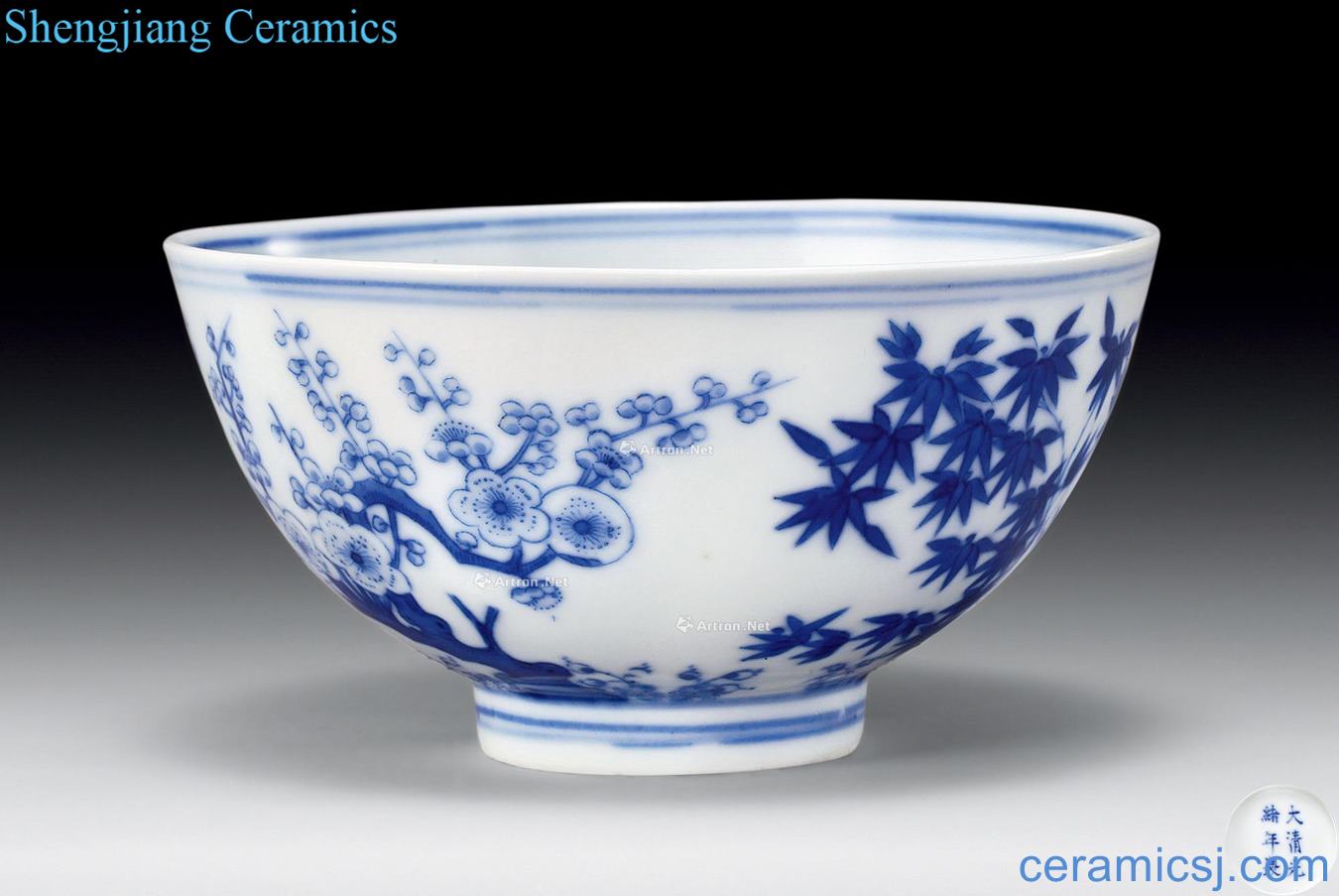 Qing guangxu Blue and white, poetic bowl