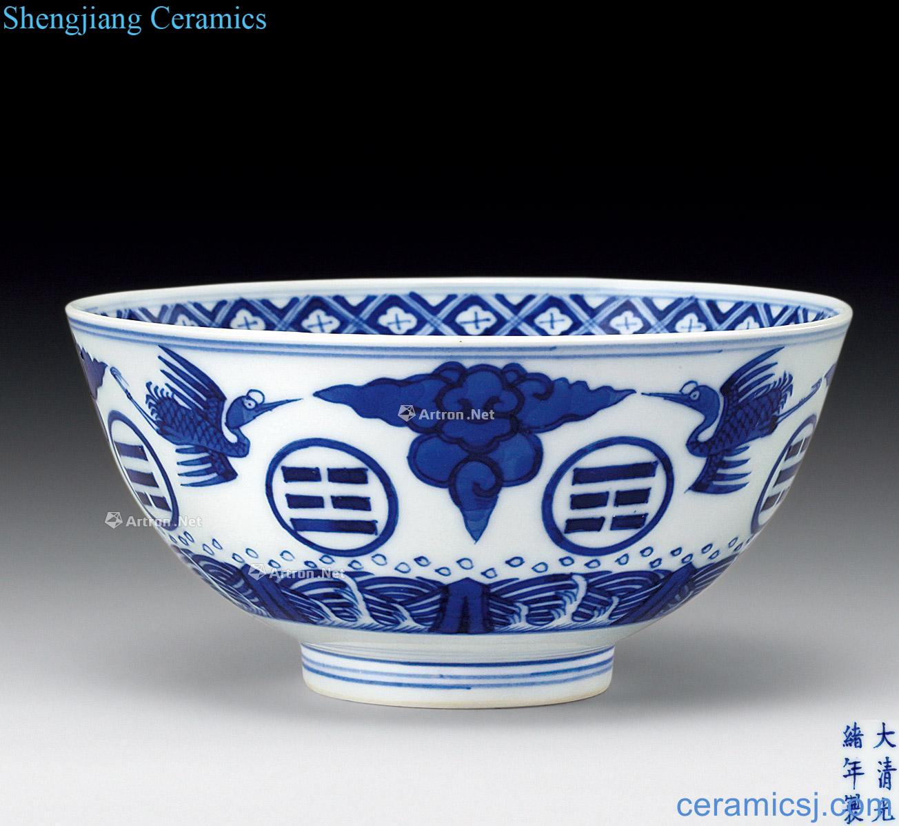 Qing guangxu Blue and white James t. c. na was published gossip green-splashed bowls