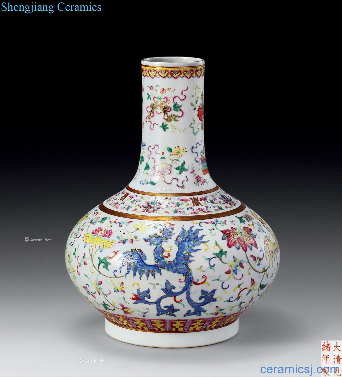 Pastel reign of qing emperor guangxu real talent grain flat bottles