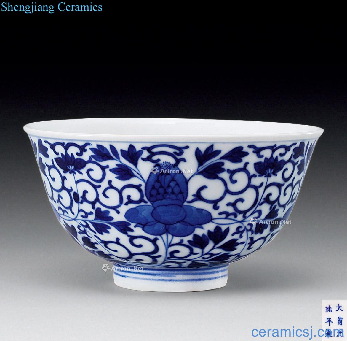 Qing guangxu Blue and white flower bowl