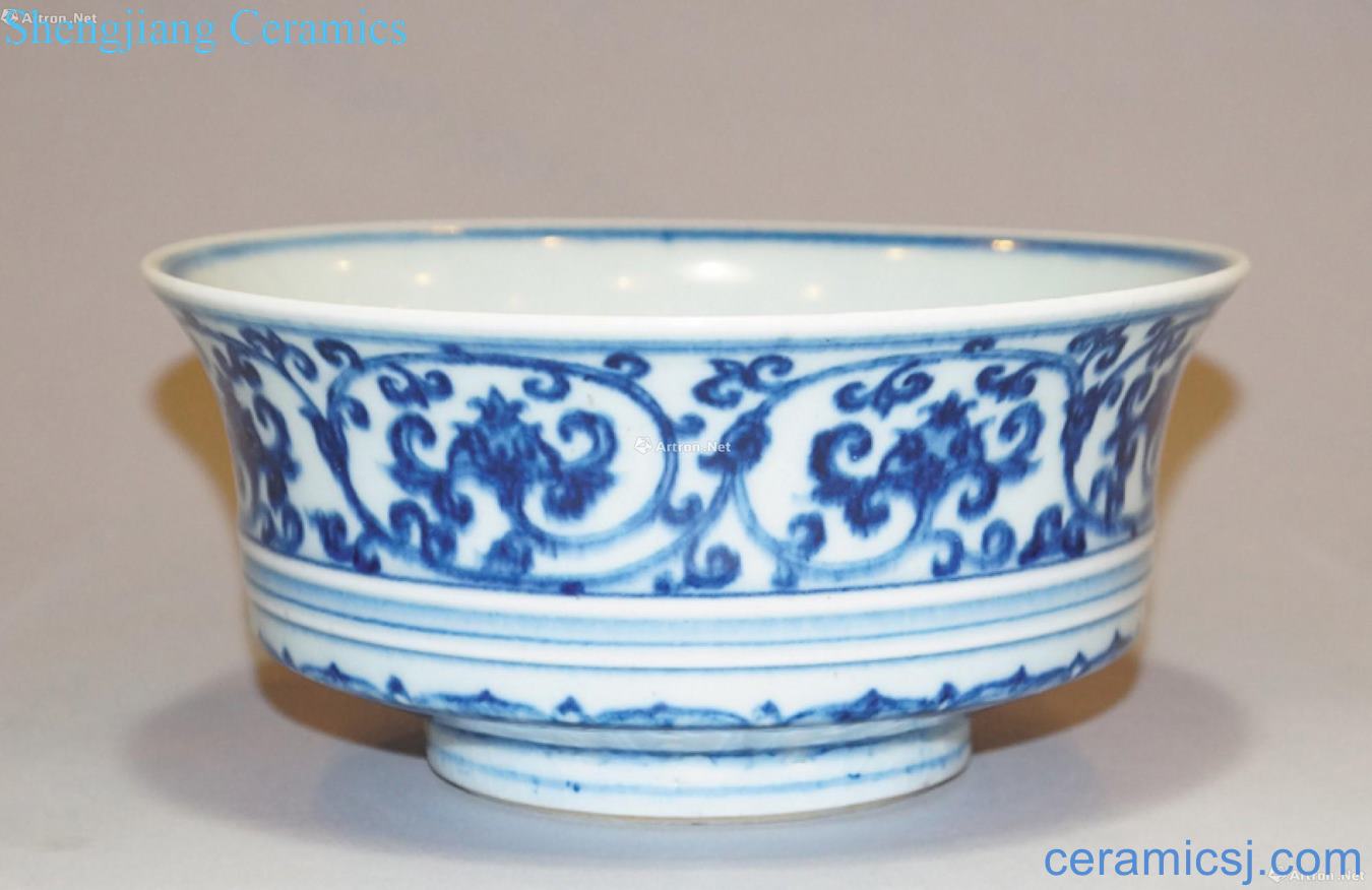 Blue and white count branch squat bowl