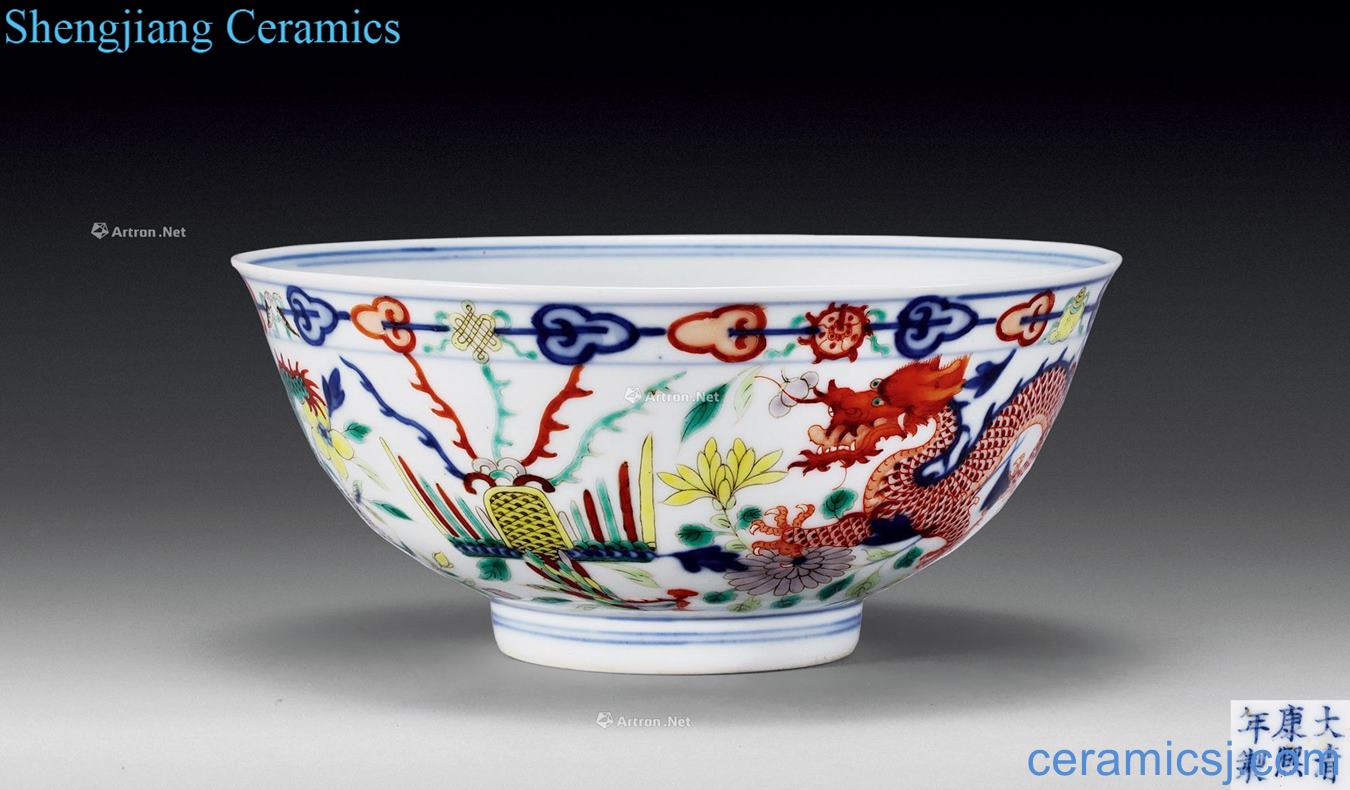 The qing emperor kangxi Longfeng green-splashed bowls