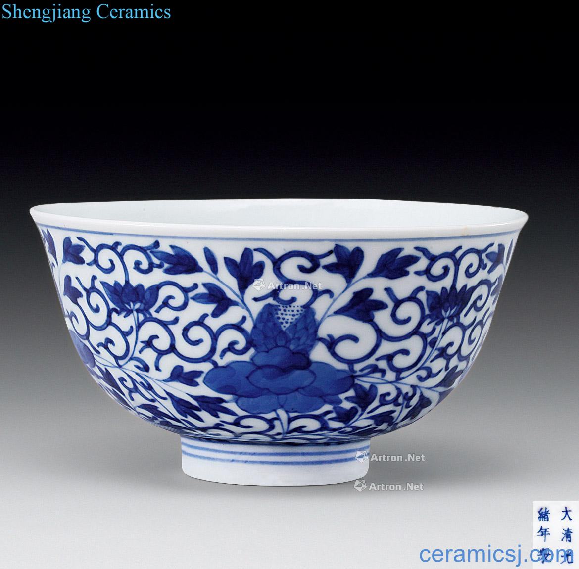 Qing guangxu Blue and white flower bowl