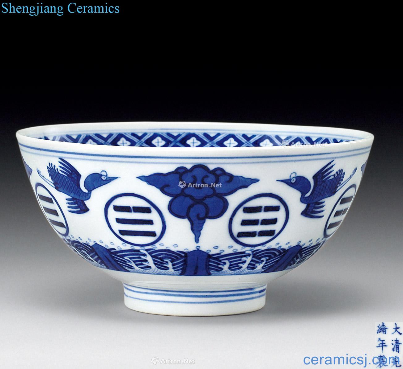 Qing guangxu Blue and white James t. c. na was published gossip green-splashed bowls