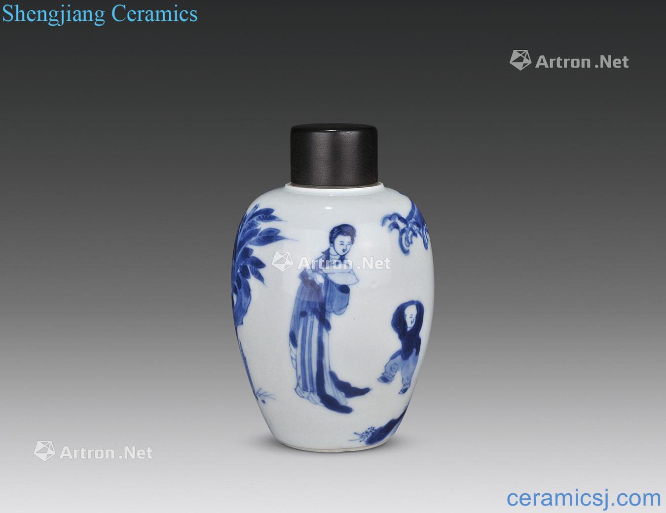 The qing emperor kangxi porcelain figure canister godson