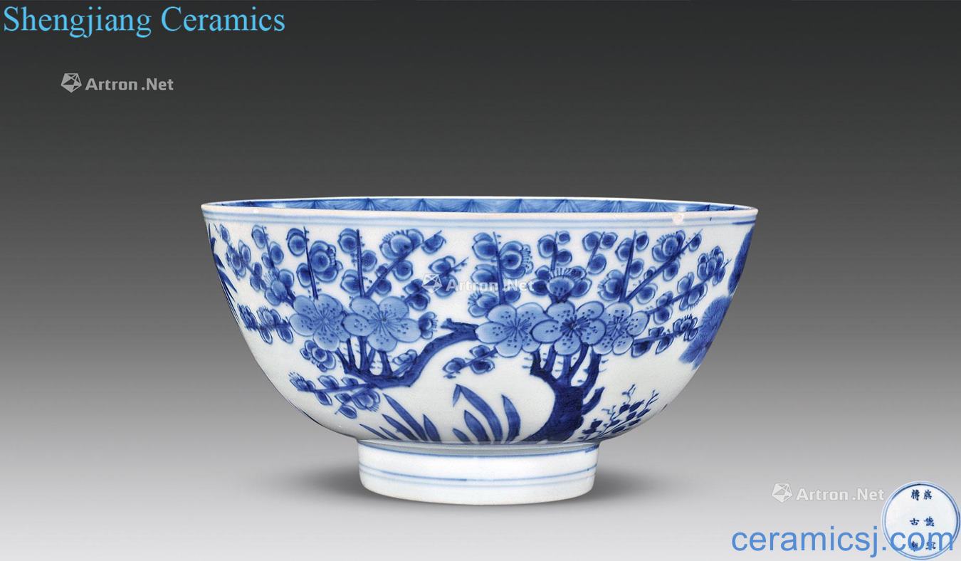 The qing emperor kangxi Blue and white, poetic figure large bowl