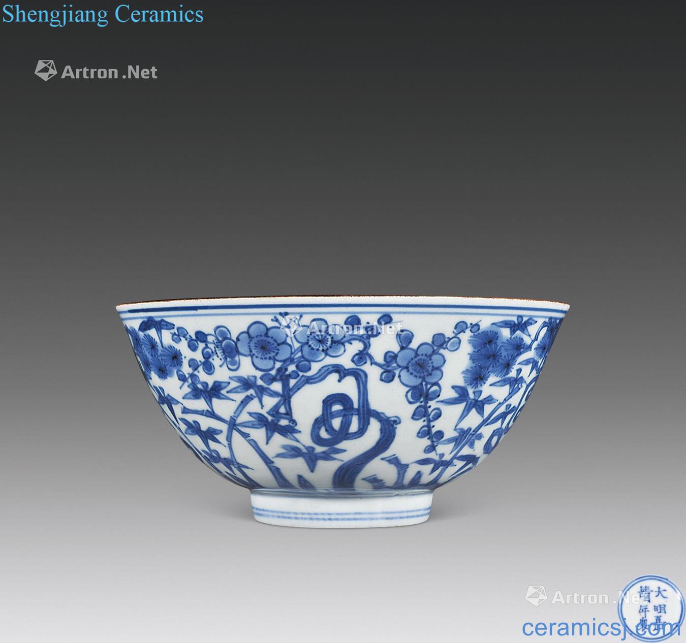 The qing emperor kangxi Blue and white tie up branches 1 bowl