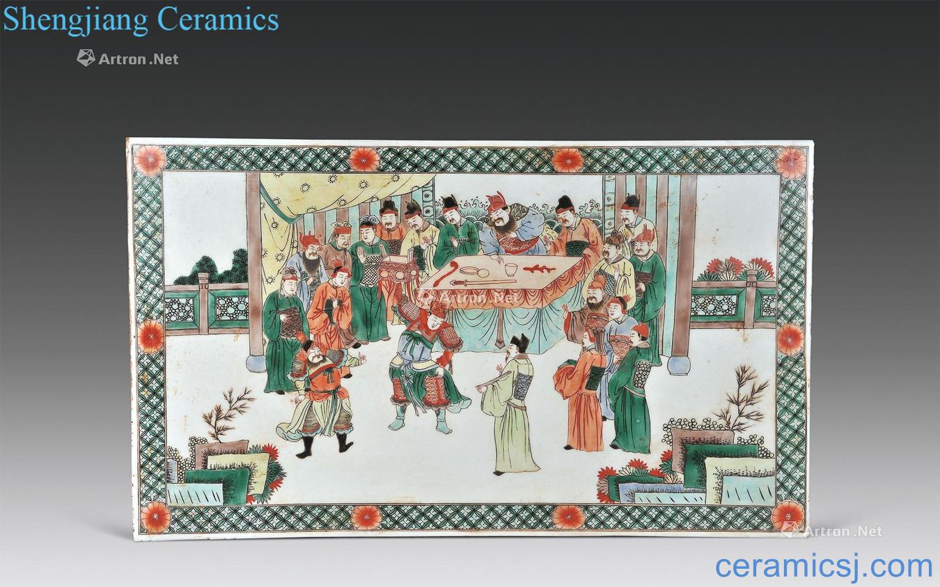 Qing guangxu Colorful characters grain big porcelain plate