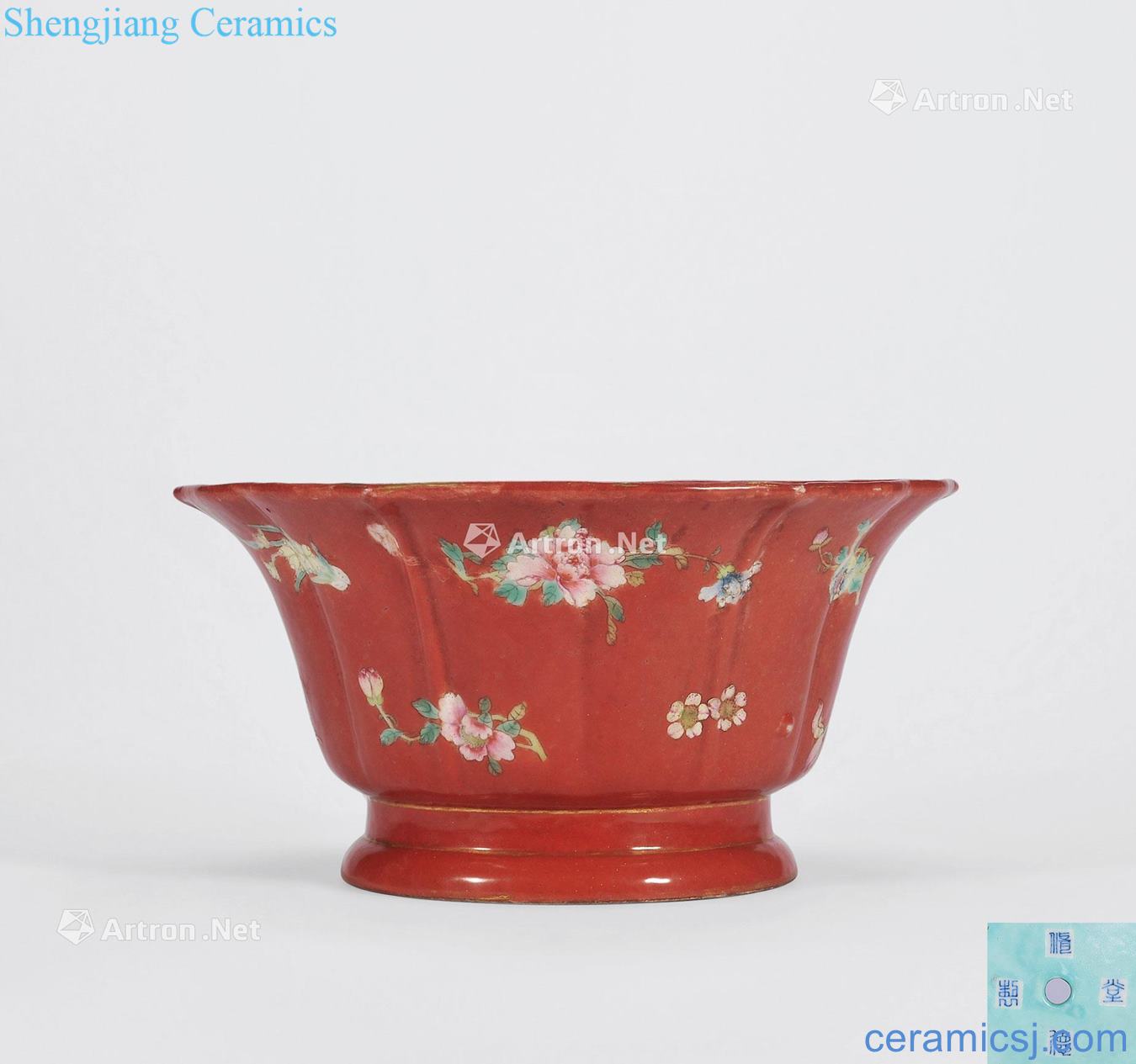 Clear red pastel fold branch flowers wen ling mouth flowerpot