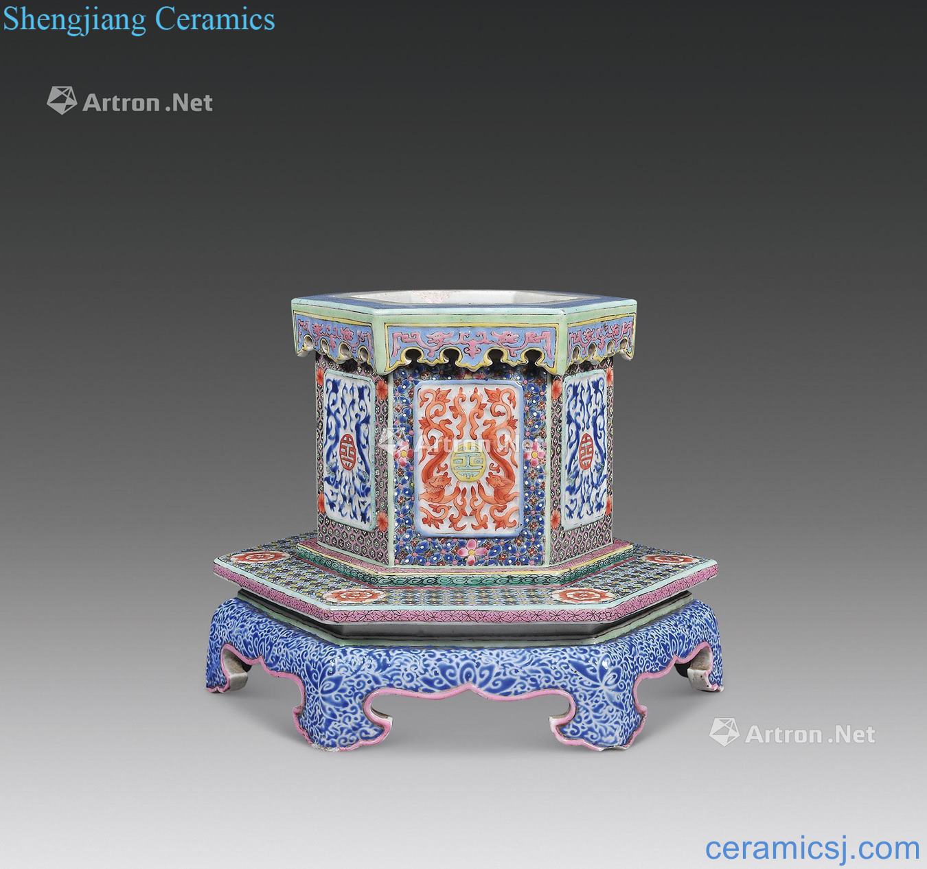 Qing yongzheng pastel therefore dragon pen container