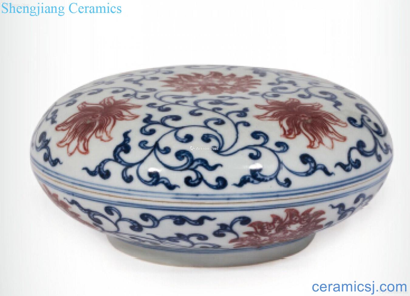 Blue and white youligong flower grain powder compact