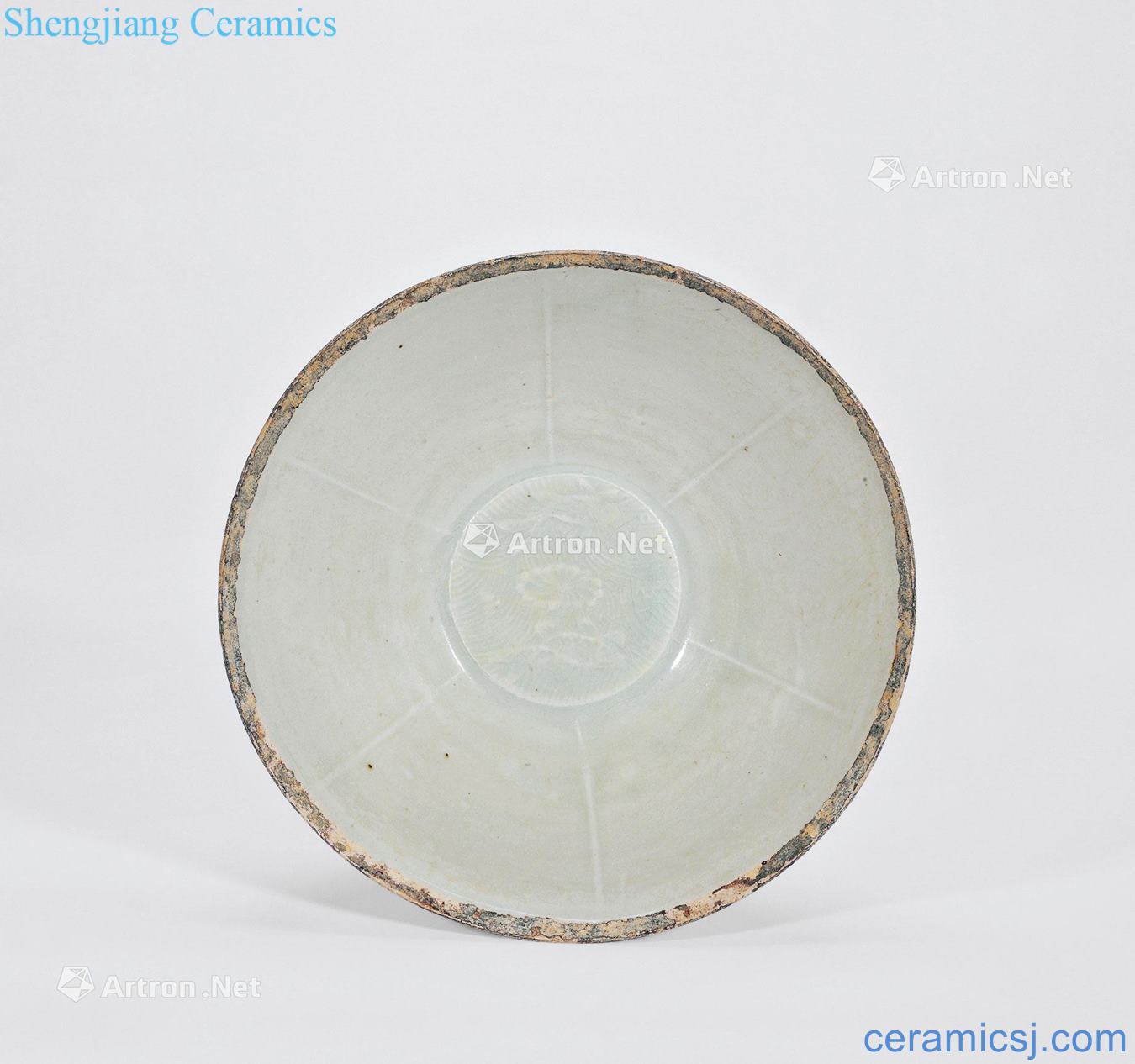 yuan Shadow blue glaze algal grain flower stamps fish bowl