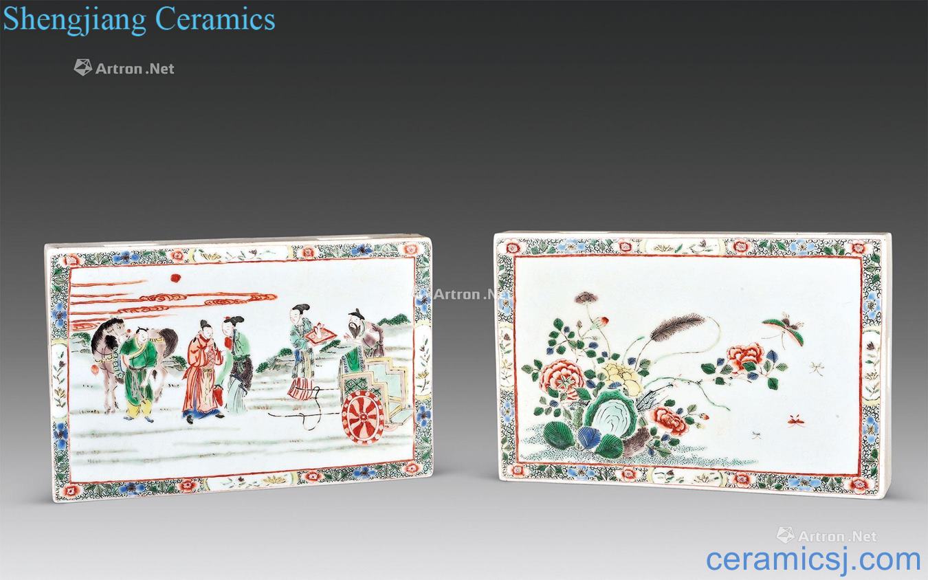 The qing emperor kangxi Colorful flowers character lines of ceramic tile (a)