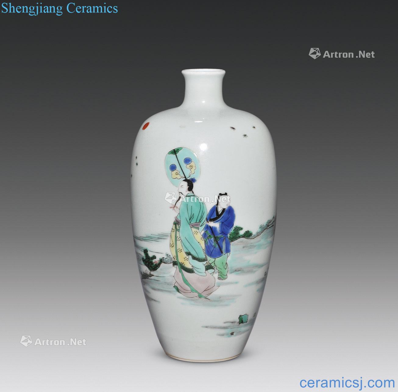 Qing grain mei bottles of colorful characters