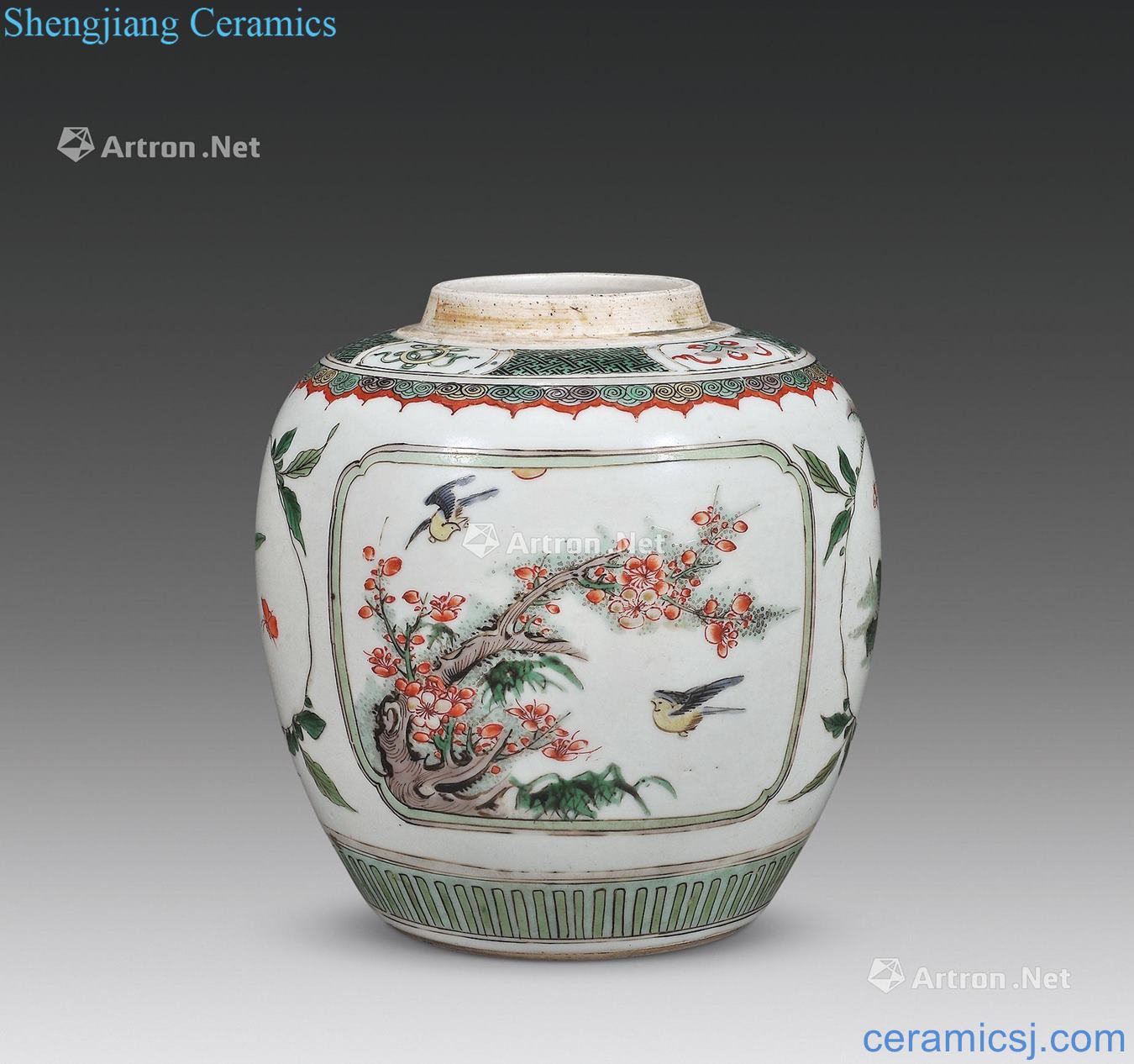 The qing emperor kangxi medallion flower-and-bird grain tank