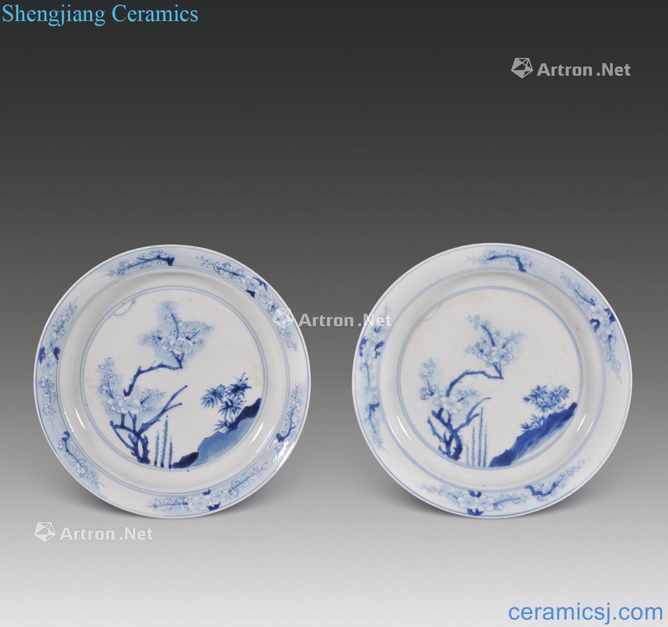 The qing emperor kangxi Blue and white month reflected the plum blossom figure plate (a)