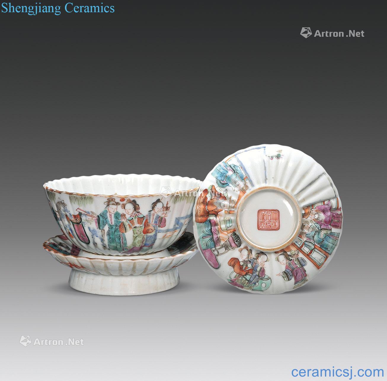 Dajing grain chrysanthemum petals tureen pastel characters