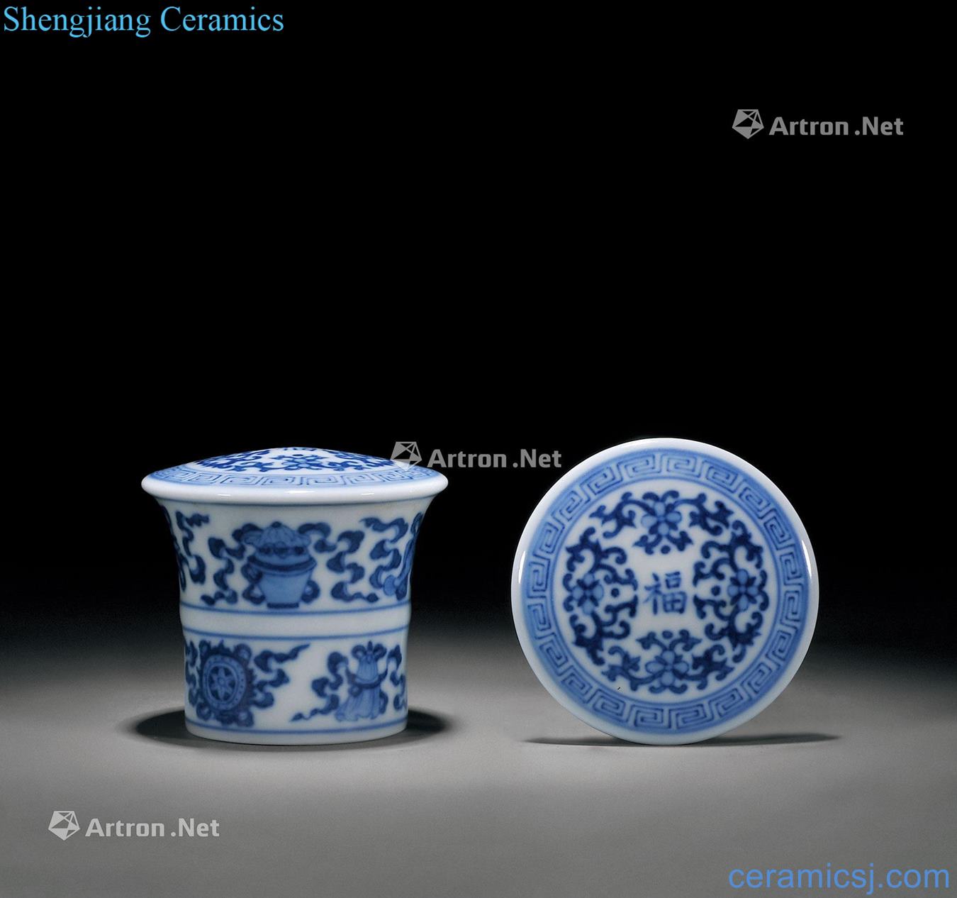 Mid qing Blue and white sweet live line shaft head (a)