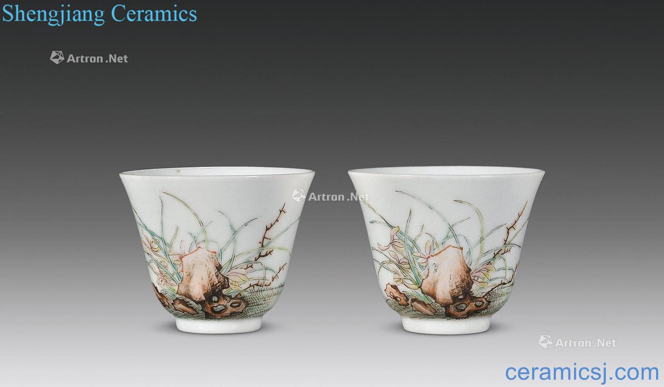 Clear pastel orchid figure cup (a)